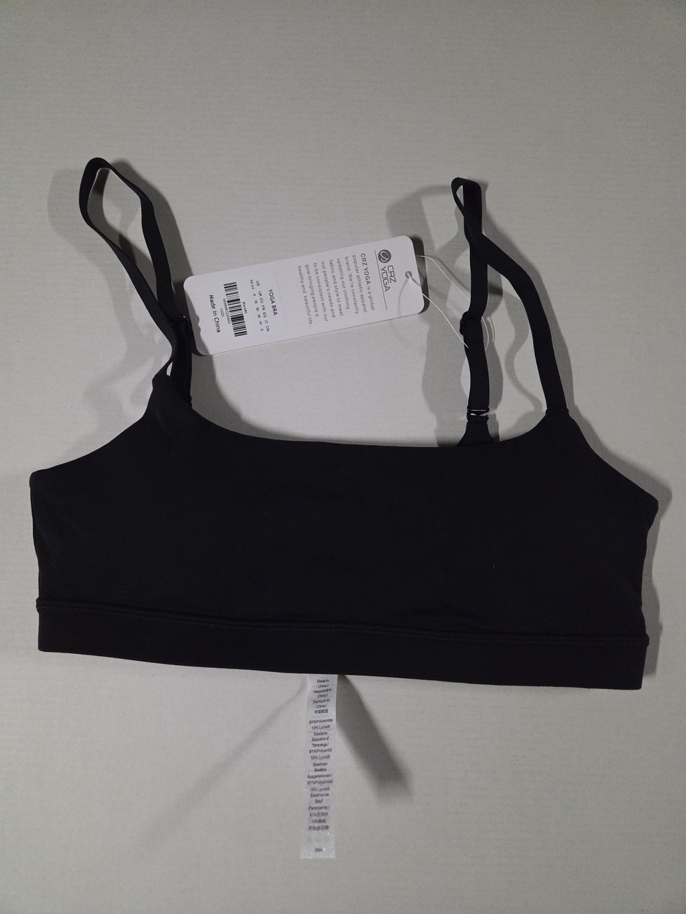 CRZ YOGA Black Seamless Bralette with Adjustable Straps